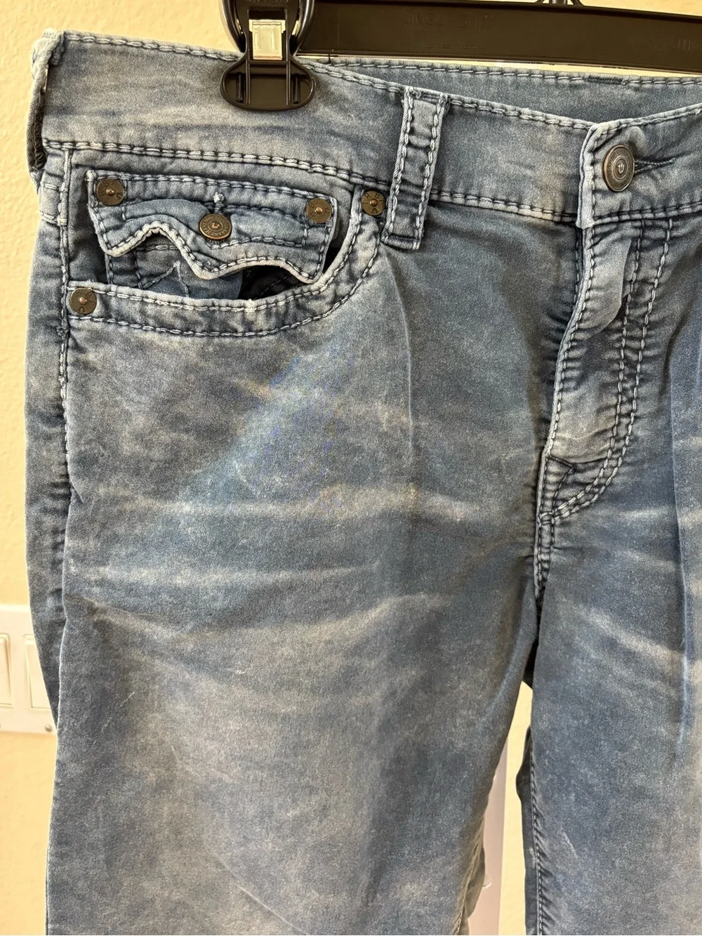True Religion Ricky Relaxed Straight Jeans in Blue Wash - Size 36